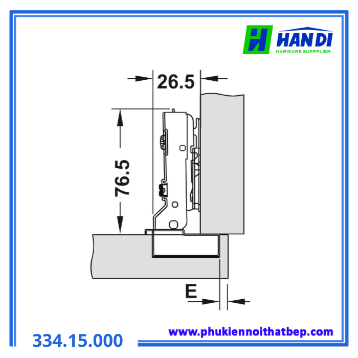 Bản lề giảm chấn trùm nửa inox gỗ dày HAFELE 334.15.000