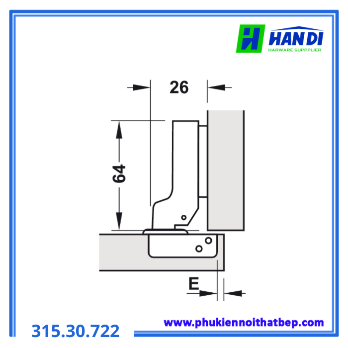 Bản lề giảm chấn trùm nửa trượt HAFELE 315.30.722