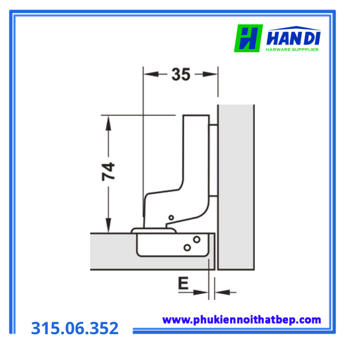 Bản lề không bật inox lọt lòng HAFELE 315.06.352