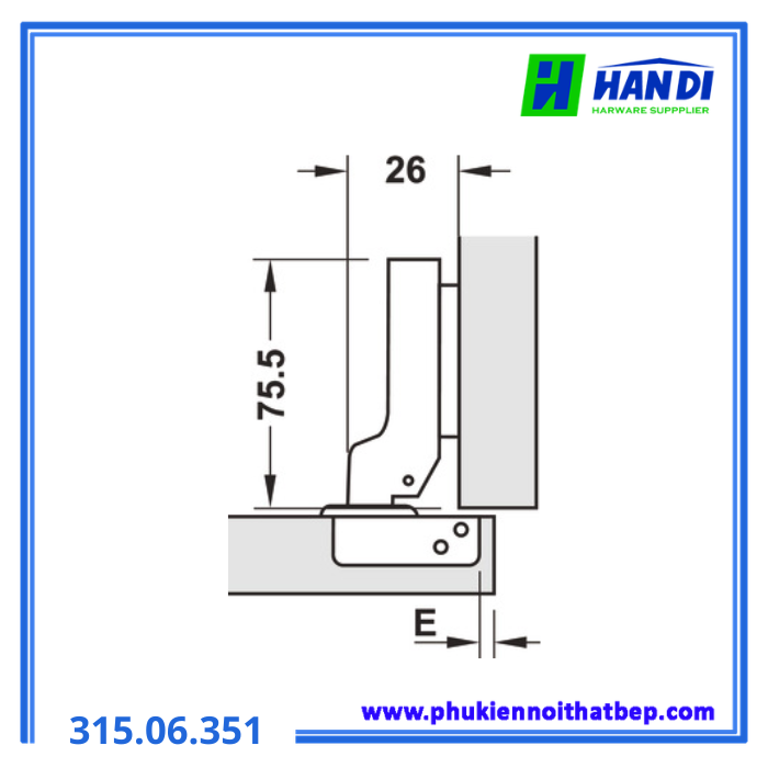 Bản lề không bật inox trùm nửa HAFELE 315.06.351