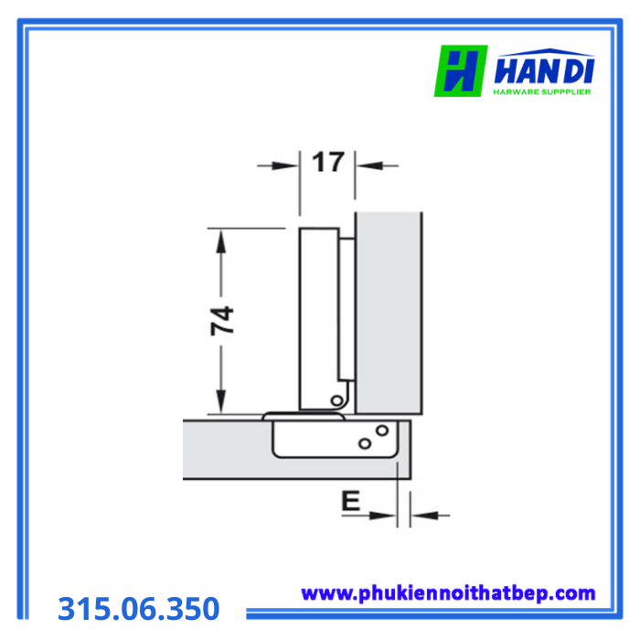 Bản lề không bật inox trùm ngoài HAFELE 315.06.350