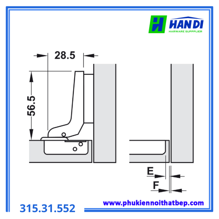 Bản lề không bật lọt lòng HAFELE 315.31.552