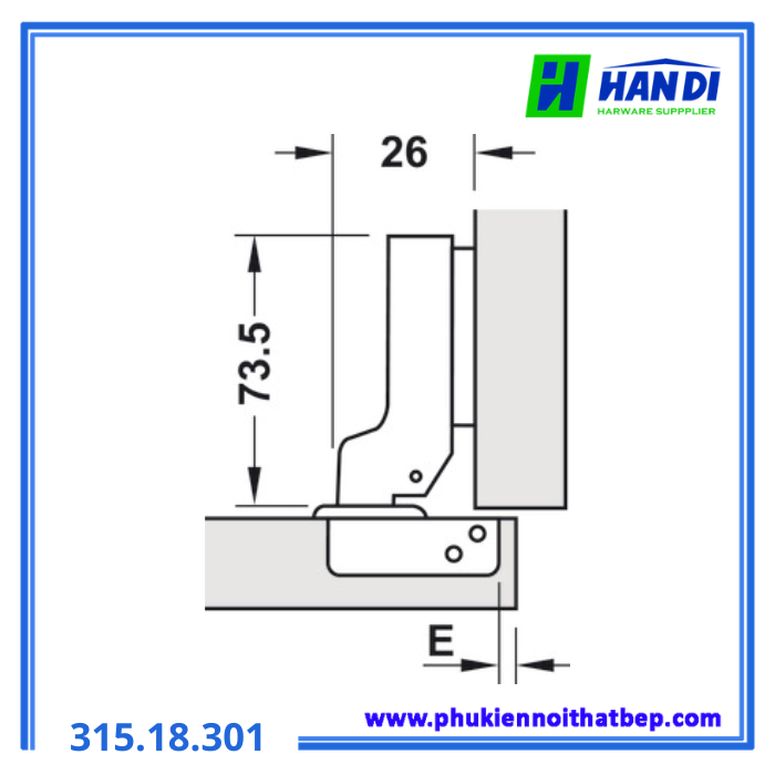 Bản lề không bật trùm nửa HAFELE 315.18.301