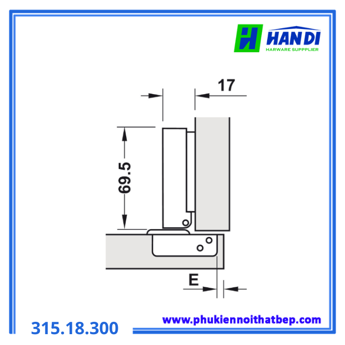 Bản lề không bật trùm ngoài HAFELE 315.18.300