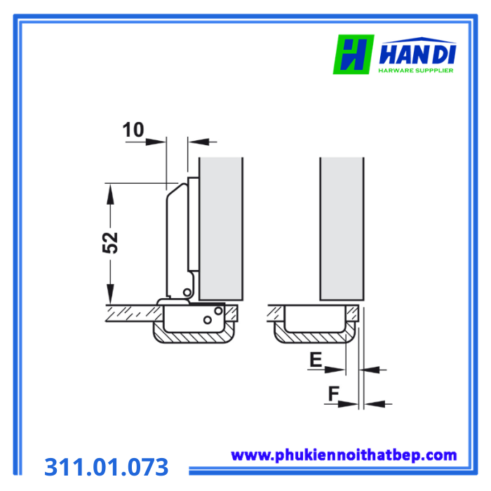 Bản lề kính Metalla Mini trùm ngoài HAFELE 311.01.073