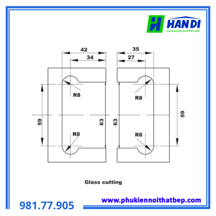 Bản lề kính kính 135º đen HAFELE 981.77.905