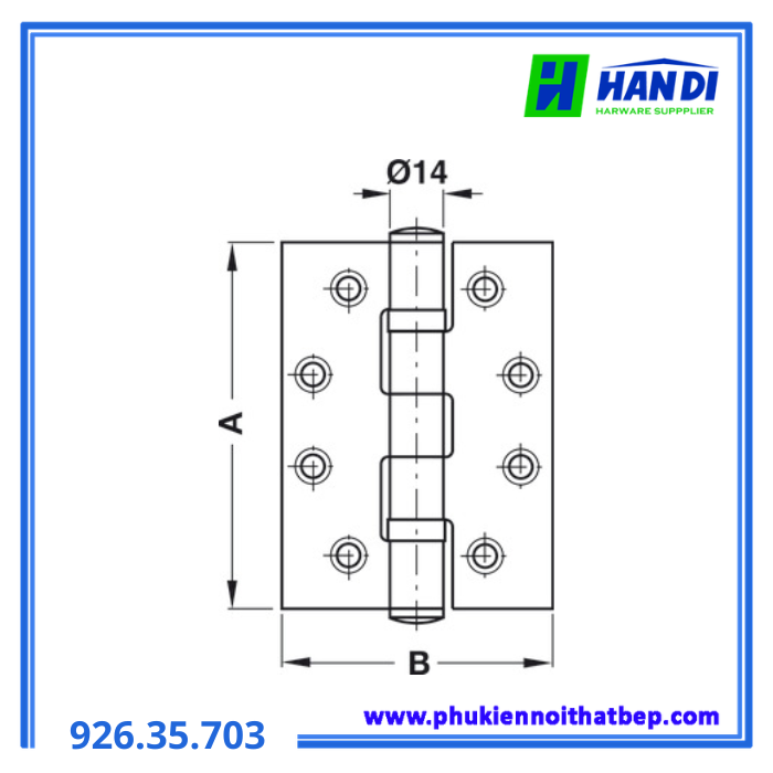 Bản lề lá 102X76X3MM, Inox 316 HAFELE 926.35.703
