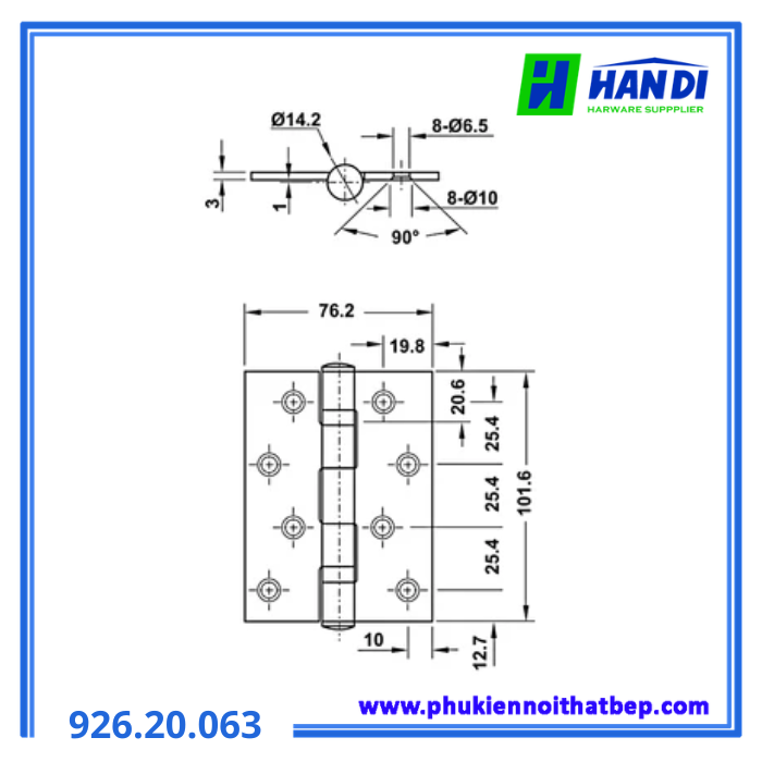 Bản lề lá 2 vòng bi HAFELE 926.20.063