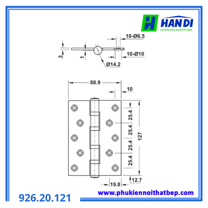 Bản lề lá 2 vòng bi MDS HAFELE 926.20.121
