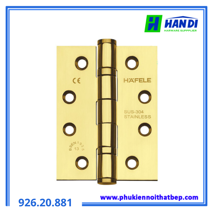 Bản lề lá 2BB 102x76x3mm Đồng Bóng HAFELE 926.20.881