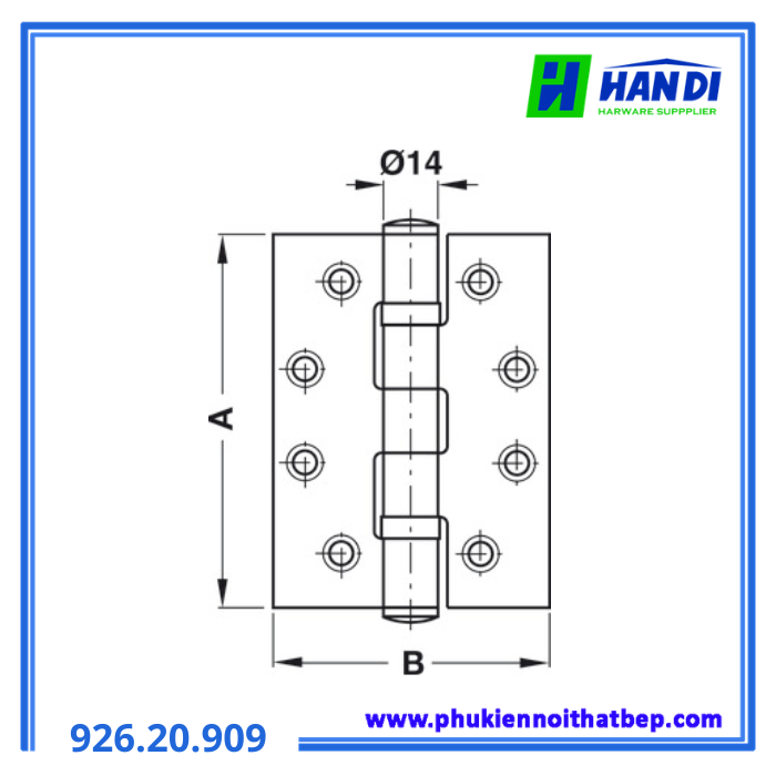 Bản lề lá 2BB Đồng Rêu 102X89X3MM HAFELE 926.20.909