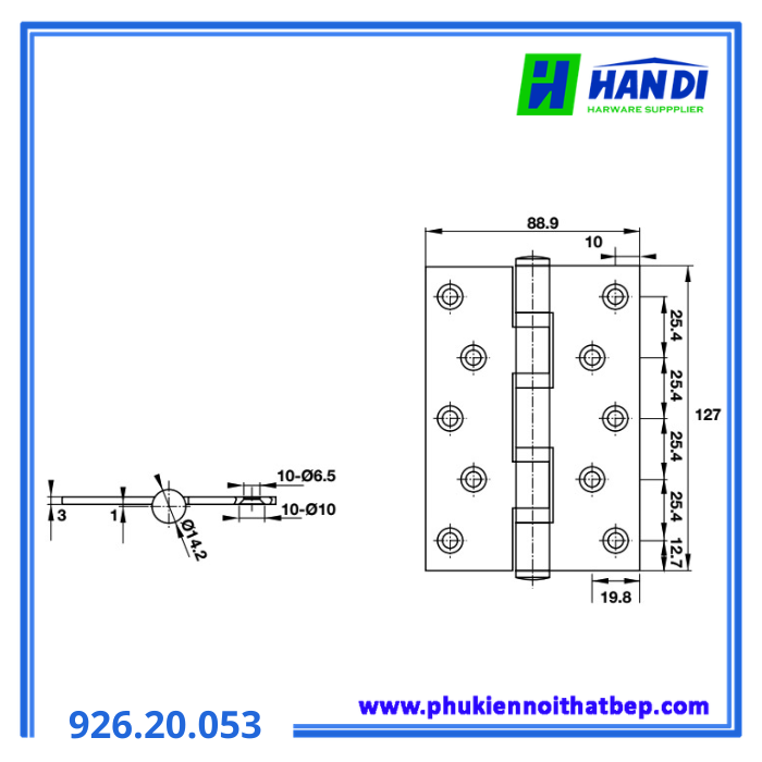 Bản lề lá 4 vòng bi đen HAFELE 926.20.053