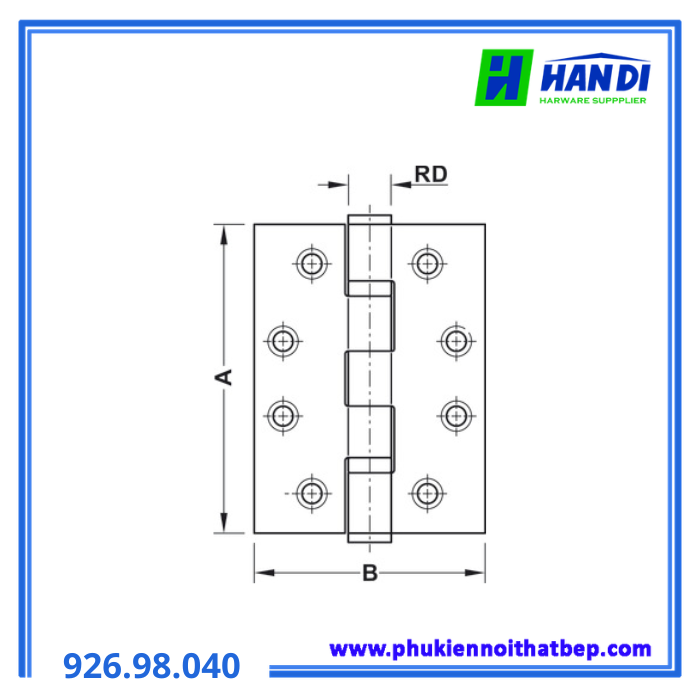 Bản Lề Lá Chống Cháy 2 Vòng Bi HAFELE 926.98.040