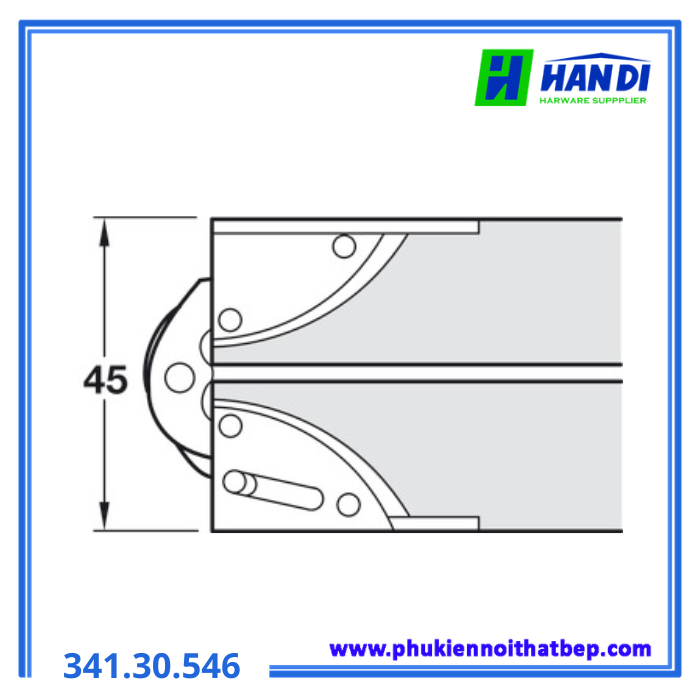 Bản lề lá gấp thép màu xanh 25mm HAFELE 341.30.546