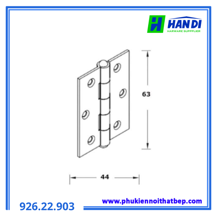 Bản lề lá Inox Mờ 63x44mm HAFELE 926.22.903