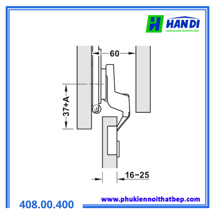 Bản lề lọt lòng giảm chấn cho F-Park71 HAFELE 408.00.400