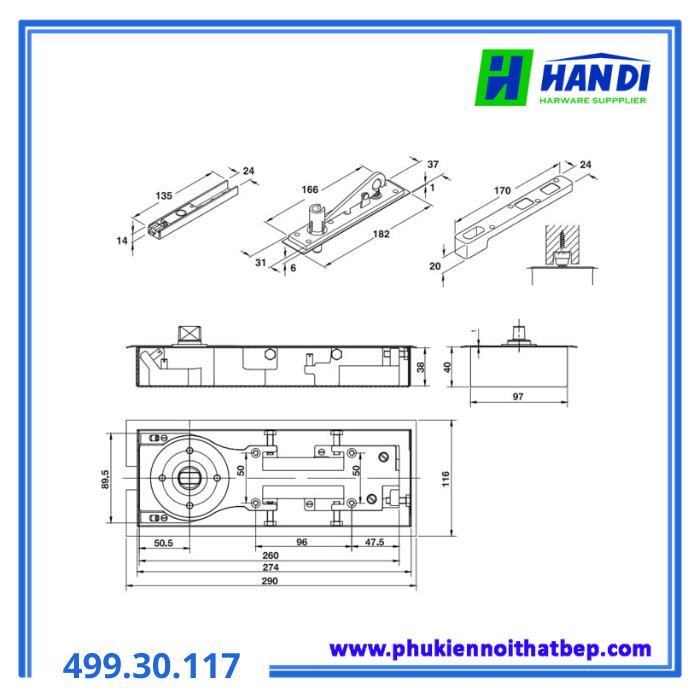 Bản lề sàn DIY HAFELE 499.30.117