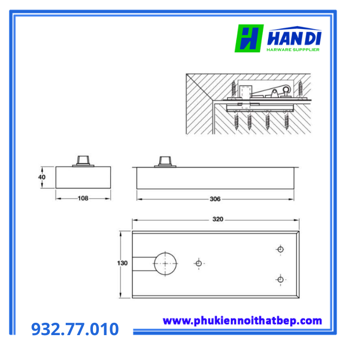 Bản lề sàn EN3 HAFELE 932.77.010