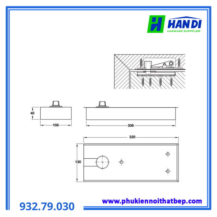 Bản lề sàn EN3 w.o acc HAFELE 932.79.030