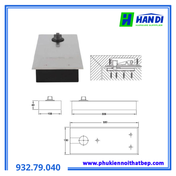 Bản lề sàn EN4 w.o acc HAFELE 932.79.040