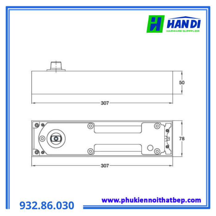 Bản lề sàn không giữ cửa, 500KG HAFELE 932.86.030