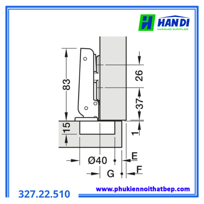 Bản lề trùm ngoài 95 độ HAFELE 327.22.510