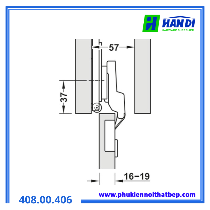 Bản lề trùm ngoài giảm chấn F-Park71 đen HAFELE 408.00.406