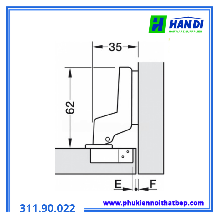 Bản lề trượt lọt lòng G0 HAFELE 311.90.022