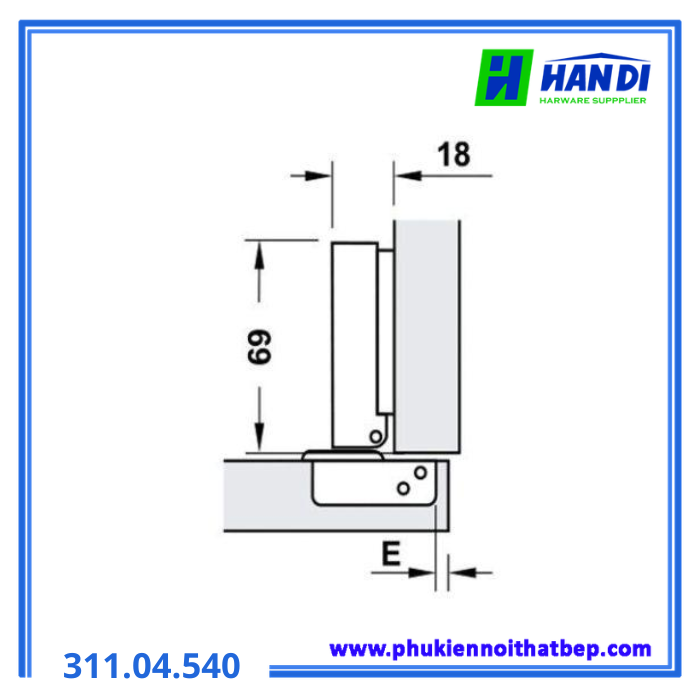 Bản lề trượt trùm ngoài G1 giảm chấn HAFELE 311.04.540