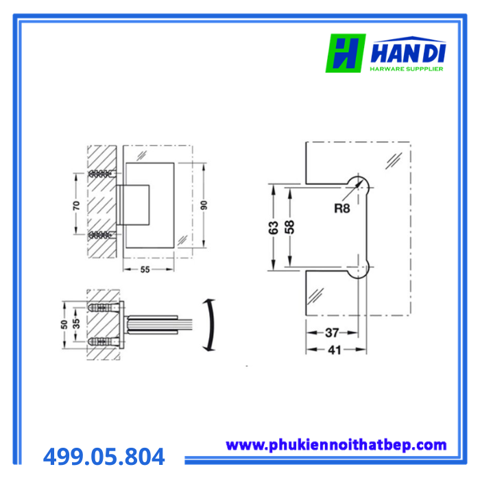 Bản lề tường HAFELE 499.05.804