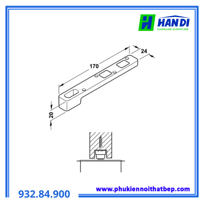 Bas nối bản lề phía dưới KL HAFELE 932.84.900
