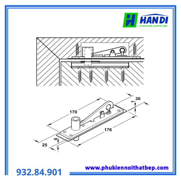 Bas nối bản lề phía trên=KL HAFELE 932.84.901