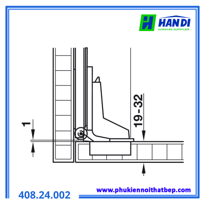 Bộ bản lề lọt lòng 19-32mm HAFELE 408.24.002