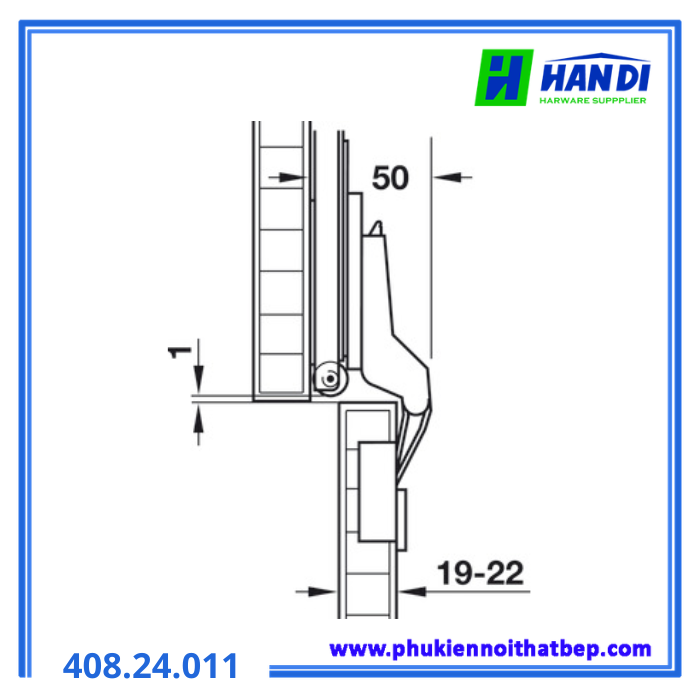 Bộ bản lề trùm ngoài 19-22mm HAFELE 408.24.011