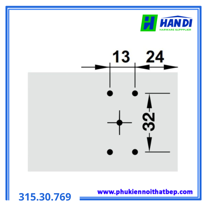 Đế bản lề Metalla A H0 lỗ Bum HAFELE 315.30.769