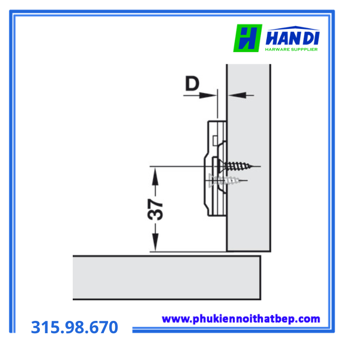 Đế bản lề 2 lỗ 2 lớp HAFELE 315.98.670