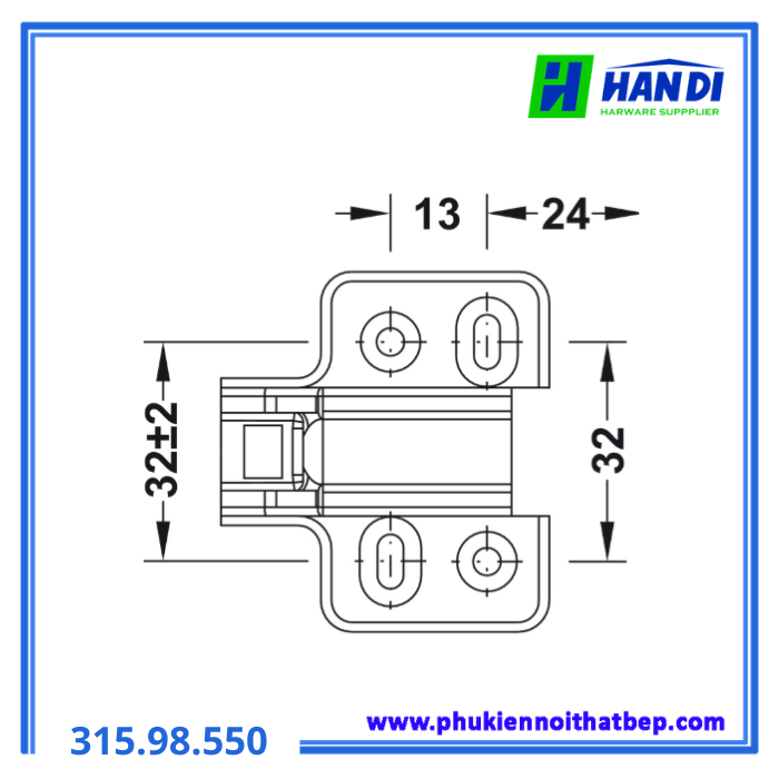 Đế bản lề SM 100 4 lỗ HAFELE 315.98.550