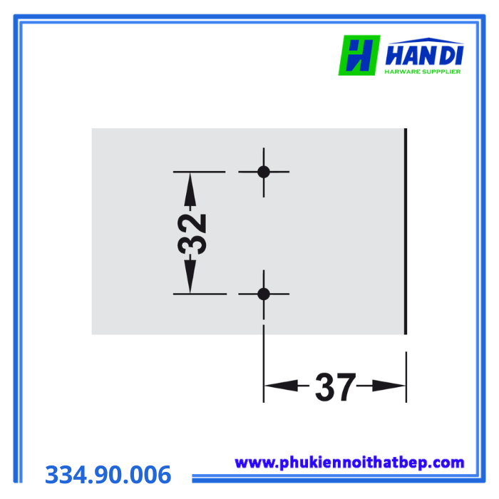 Đế bản lề inox gỗ dày 4 lỗ H2 HAFELE 334.90.006