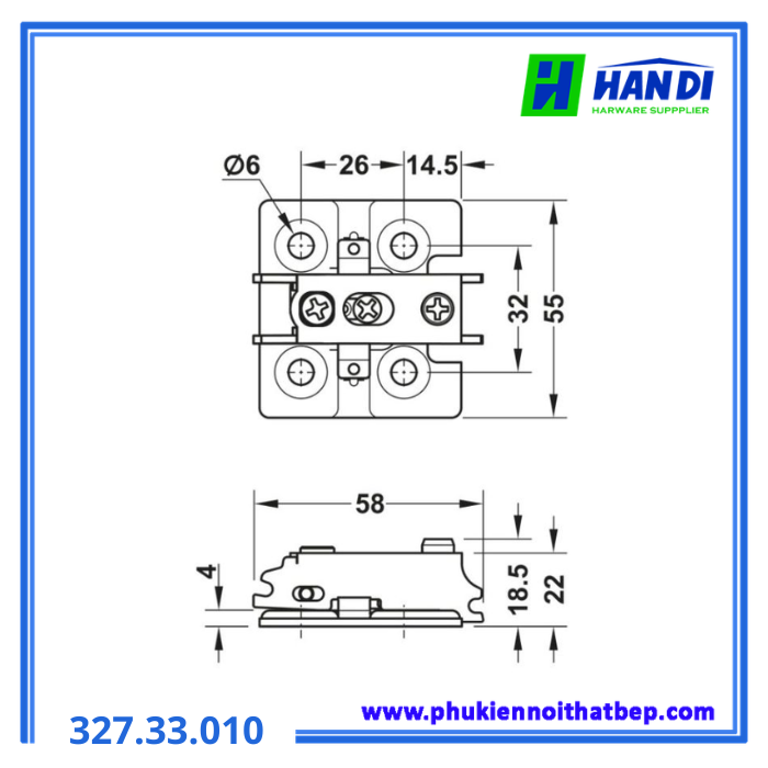 Đế bản lề thép HAFELE 327.33.010