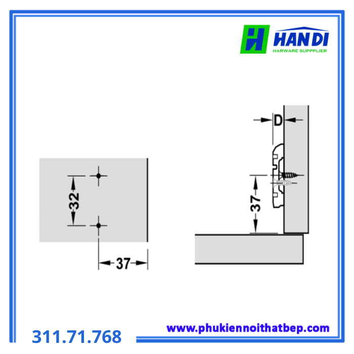 Đế bản lề trượt G1 4 lỗ giảm chấn HAFELE 311.71.768