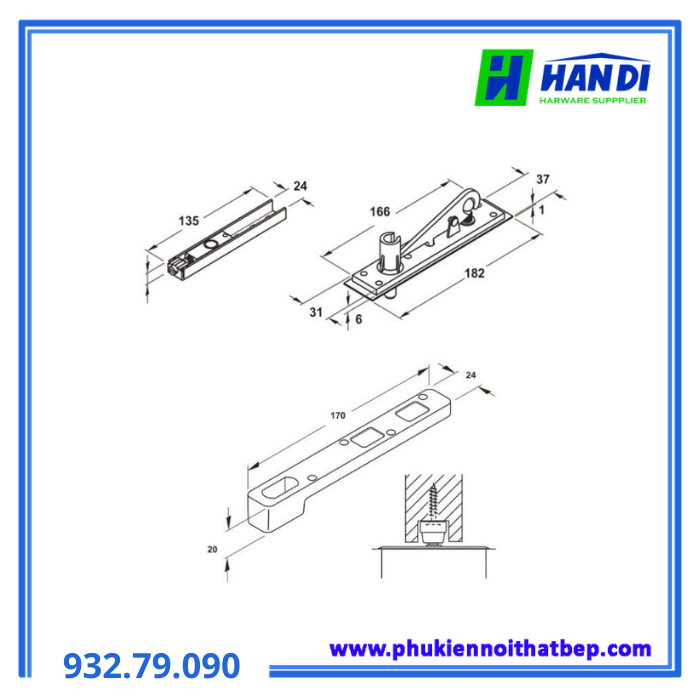 Phụ kiện cho bản lề sàn HAFELE 932.79.090