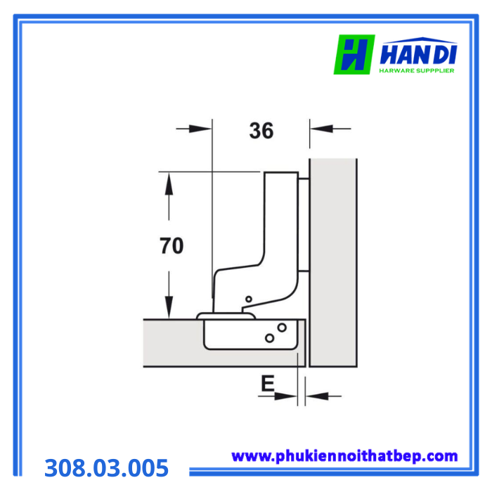 Bản lề dày lọt lòng đen HAFELE 308.03.005