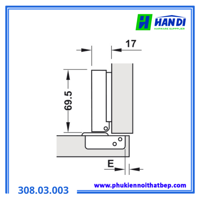 Bản lề gỗ dày trùm ngoài đen HAFELE 308.03.003
