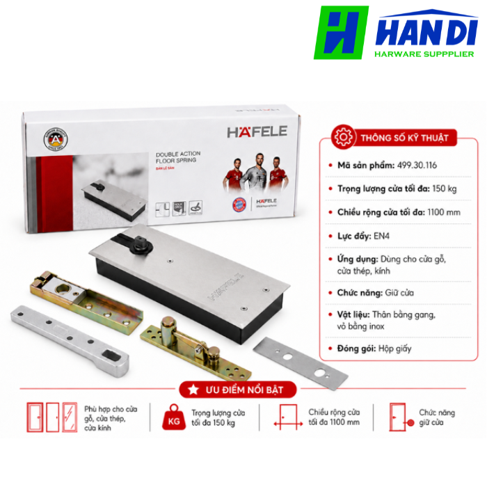 Bản lề sàn DIY HAFELE 499.30.116 EN4 150KG