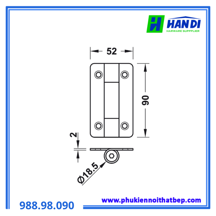 Bản lề tự đóng cho toilet, inox mờ HAFELE 988.98.090