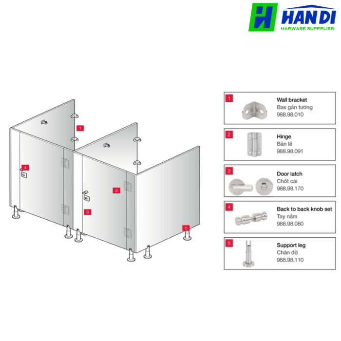 Bản lề tự đóng cho toilet, inox mờ HAFELE 988.98.090