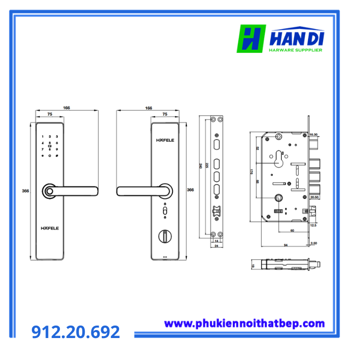 Khóa điện tử AL2402B màu đen HAFELE 912.20.692