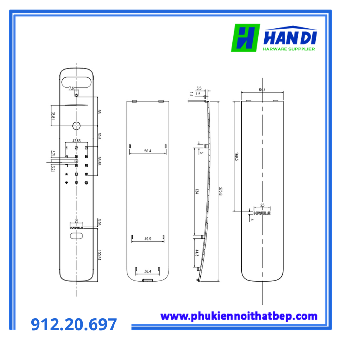 Khóa điện tử PP9100 màu đen HAFELE 912.20.697