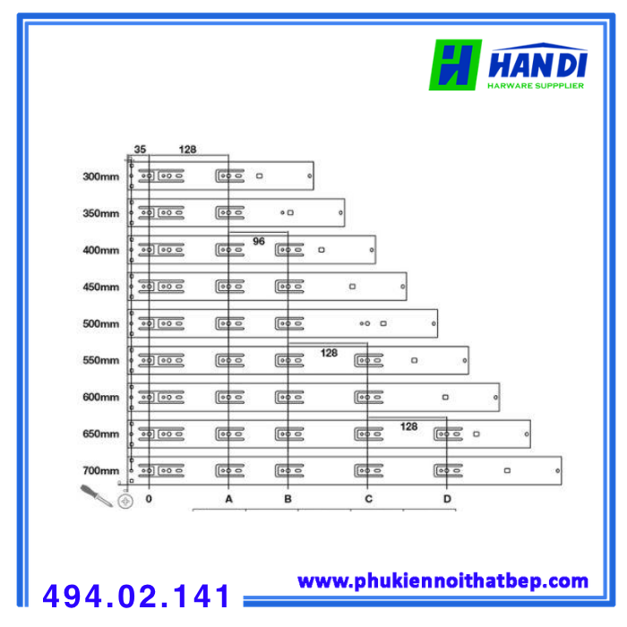 Ray bi 3 tầng Hafele