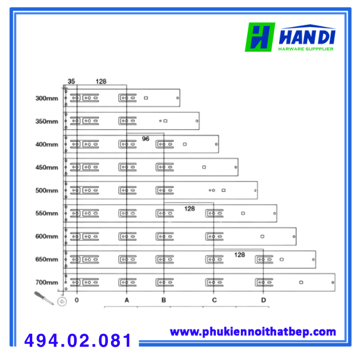 Ray bi 3 tầng nhấn mở Hafele